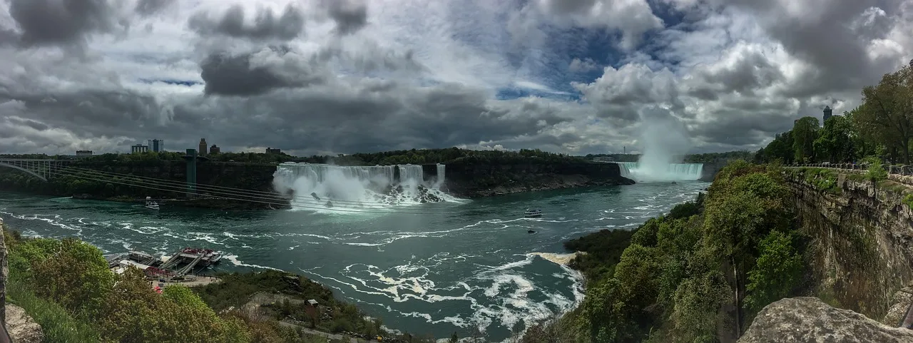 niagara falls, niagara, canada, us, us falls, horseshoe falls, view, beautiful, water, clouds, rock, boat, nature, panorama. US and Canada holiday calendars compared for cross-border contract dates