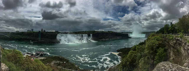 niagara falls, niagara, canada, us, us falls, horseshoe falls, view, beautiful, water, clouds, rock, boat, nature, panorama. US and Canada holiday calendars compared for cross-border contract dates